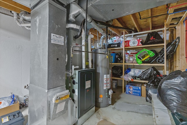 utilities with heating unit and gas water heater