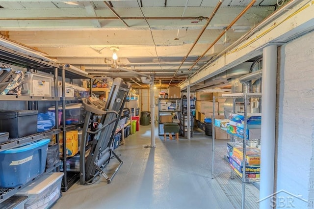 view of unfinished basement