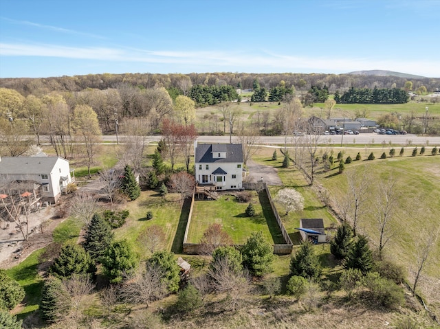 bird's eye view with a rural view