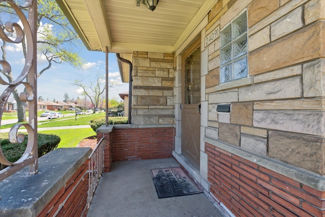 view of patio featuring a porch