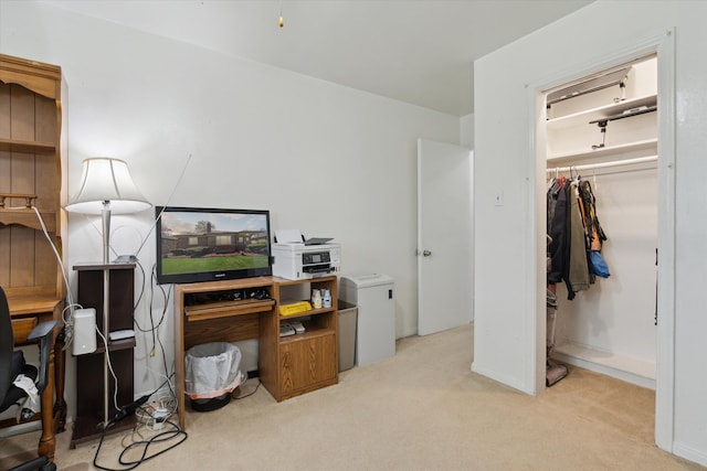 view of carpeted home office