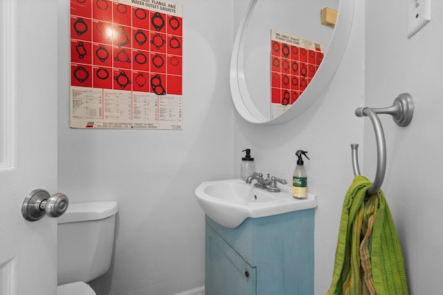 half bathroom with toilet and vanity