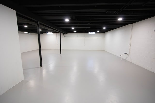 view of finished basement