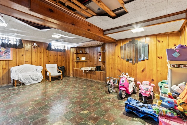 14174 Archdale St, Detroit, MI 48227 - below grade area featuring wooden walls
