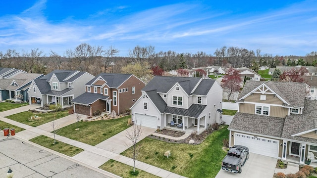 aerial view with a residential view