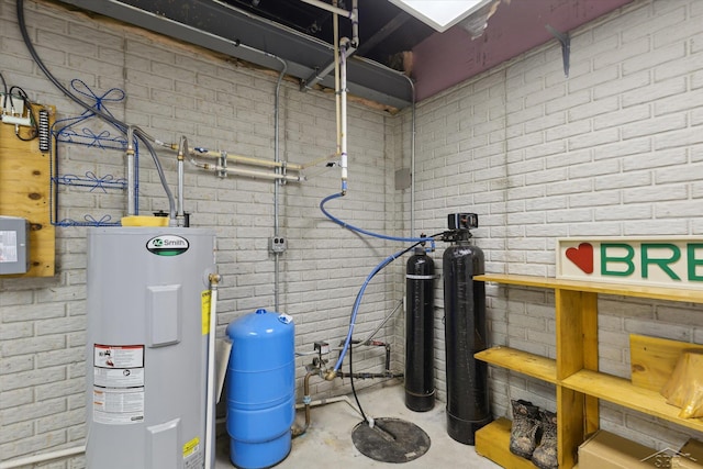 utility room with water heater