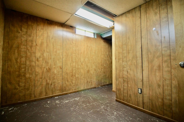 below grade area with wooden walls