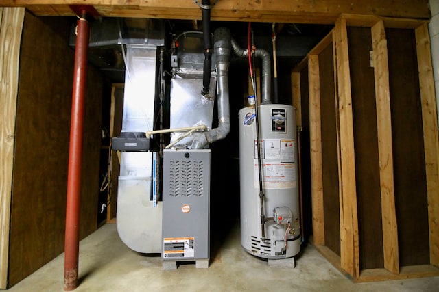 utility room with water heater