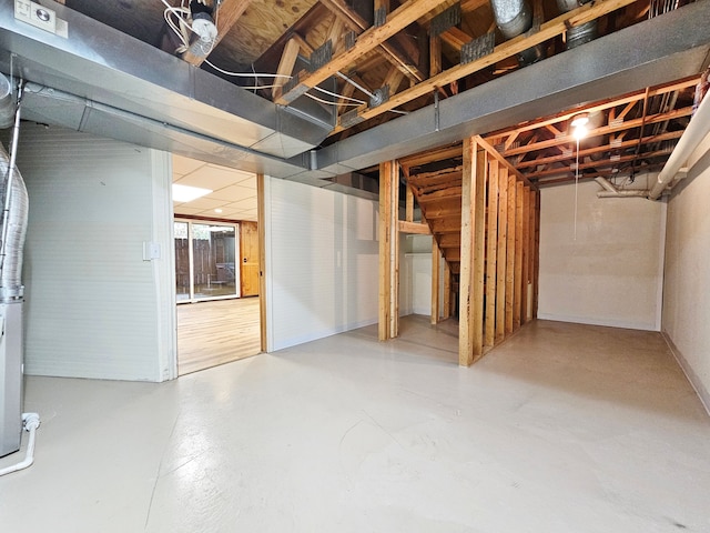 view of unfinished basement