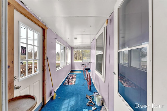 114 E St, Coopersville, MI 49404 - sunroom featuring carpet floors and baseboards