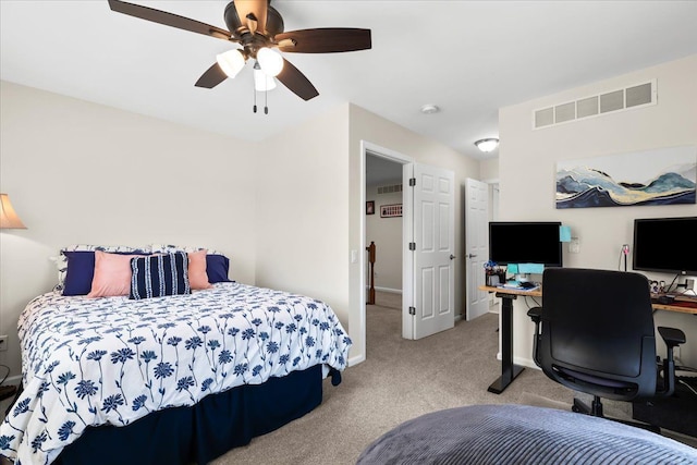 114 Bernstadt St, Novi, MI 48377 - bedroom with baseboards, carpet, a ceiling fan, and visible vents