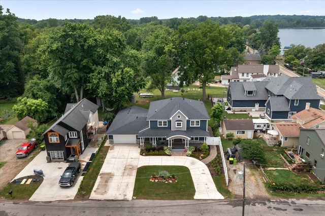 114 Bernstadt St, Novi, MI 48377 - birds eye view of property featuring a water view, a view of trees, and a residential view