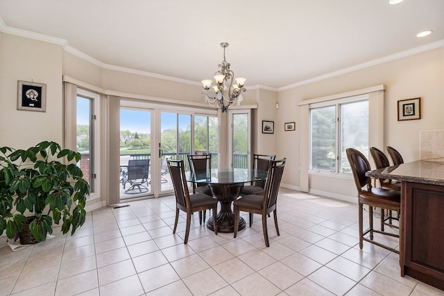 2832 Croftshire Ct, Rochester, MI 48306 - dining area featuring a chandelier, plenty of natural light, and light tile patterned floors
