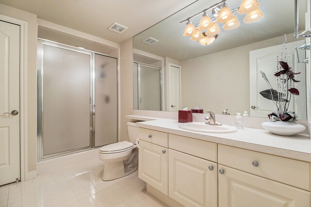 2832 Croftshire Ct, Rochester, MI 48306 - bathroom featuring visible vents, tile patterned floors, and a shower stall