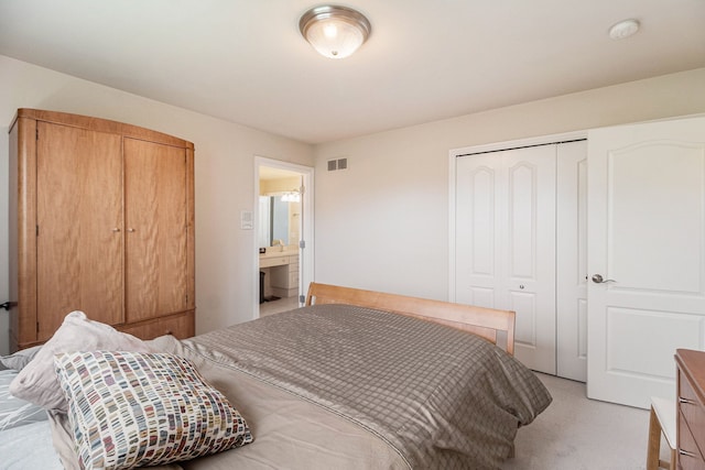 2832 Croftshire Ct, Rochester, MI 48306 - bedroom with a closet, light colored carpet, and visible vents