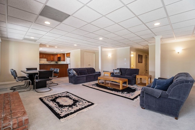 2832 Croftshire Ct, Rochester, MI 48306 - carpeted living area featuring recessed lighting