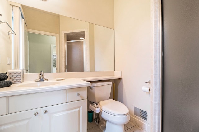 2832 Croftshire Ct, Rochester, MI 48306 - full bathroom featuring visible vents, a shower stall, vanity, tile patterned floors, and toilet