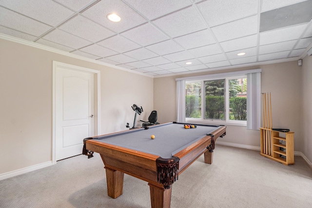 2832 Croftshire Ct, Rochester, MI 48306 - game room featuring baseboards, light carpet, and pool table