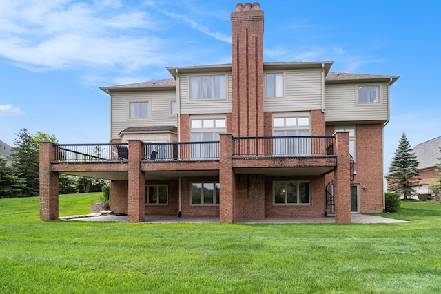 2832 Croftshire Ct, Rochester, MI 48306 - back of property featuring a yard, a deck, a chimney, and a patio area