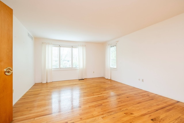 spare room with light wood-style flooring and healthy amount of natural light