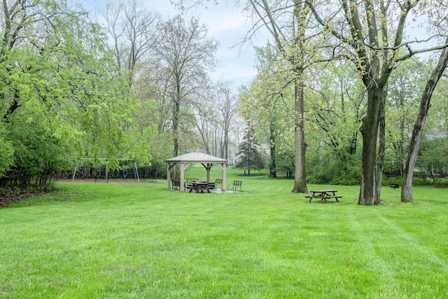 view of grassy yard featuring a gazebo