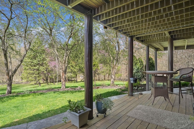 deck with a yard