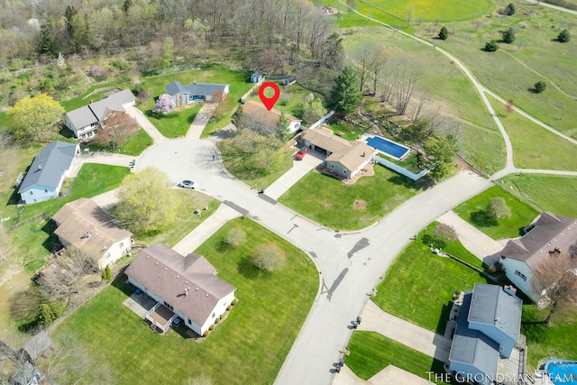 drone / aerial view with a residential view