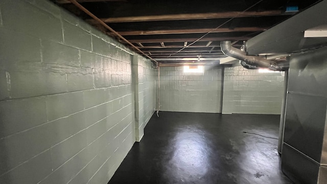 below grade area with heating unit