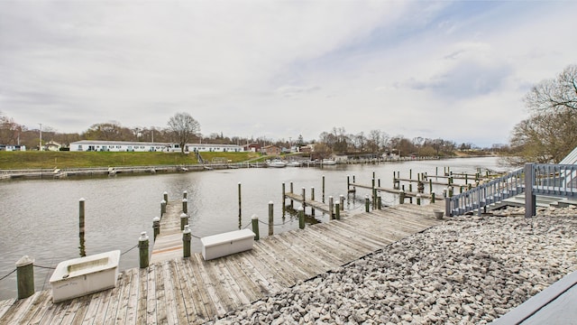 dock area with a water view