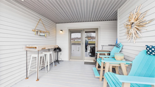 exterior space with outdoor dry bar