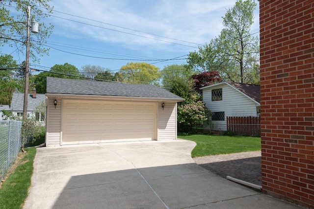 view of detached garage