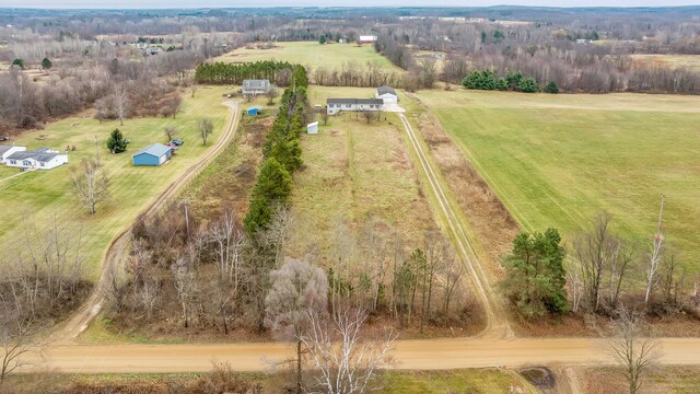drone / aerial view with a rural view