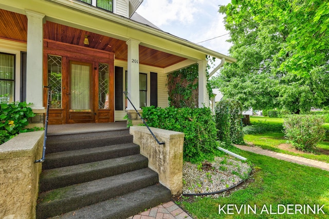 201 N Woodworth St, Corunna, MI 48817 - view of exterior entry featuring a porch