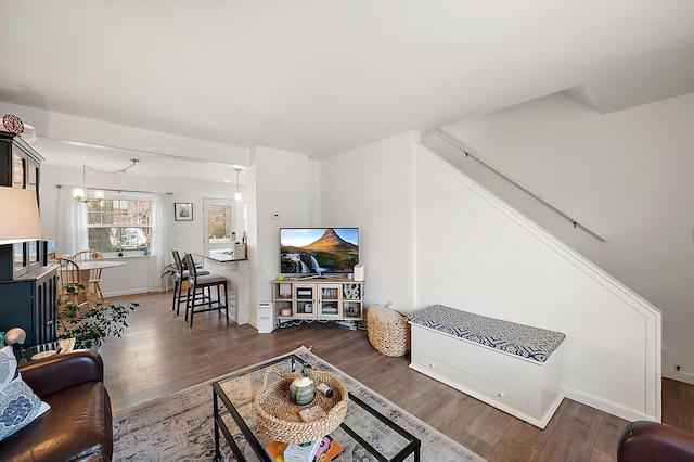 living room with wood finished floors
