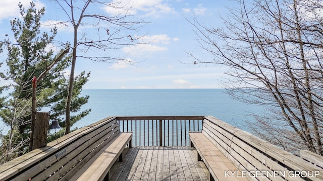exterior space featuring a water view