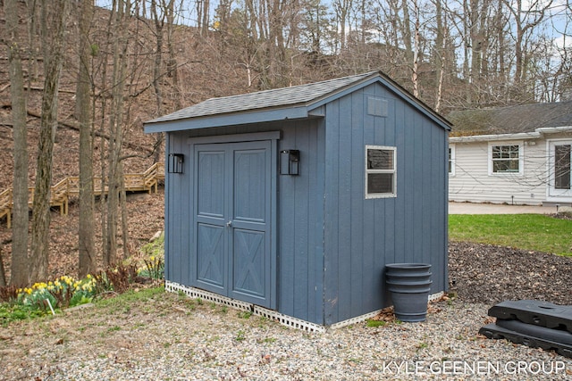 view of shed