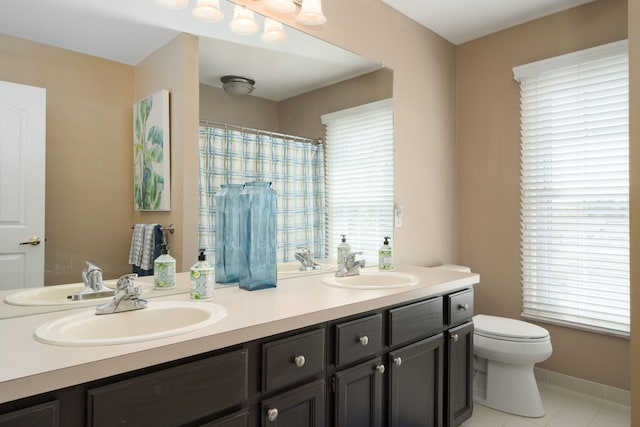 1699 Devonwood Dr, Rochester Hills, MI 48306 - bathroom with double vanity, a sink, a wealth of natural light, and toilet