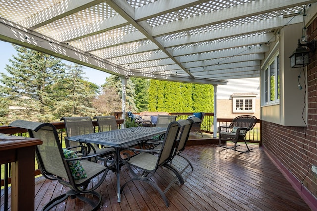 1699 Devonwood Dr, Rochester Hills, MI 48306 - wooden terrace featuring a pergola and outdoor dining area