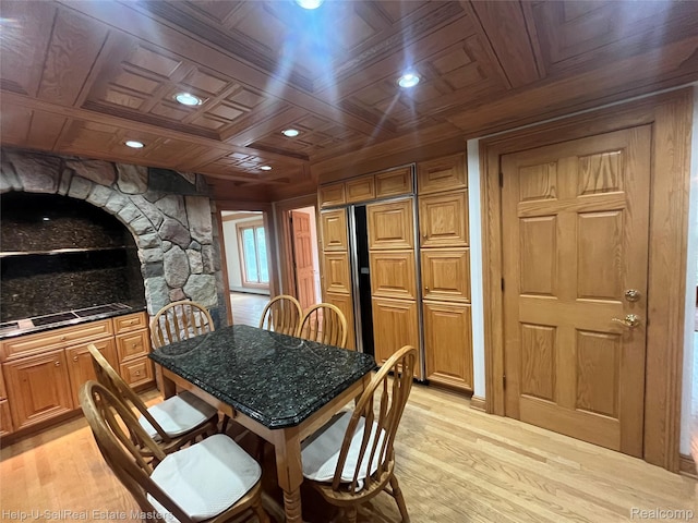 3015 E Village Ln, Port Huron, MI 48060 - dining space featuring light wood-style floors, wooden ceiling, and recessed lighting