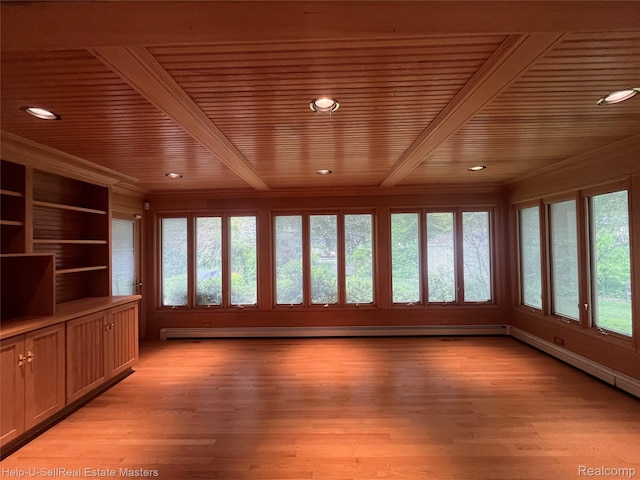 3015 E Village Ln, Port Huron, MI 48060 - unfurnished sunroom with wooden ceiling with exposed beams, wood finished floors, and recessed lighting