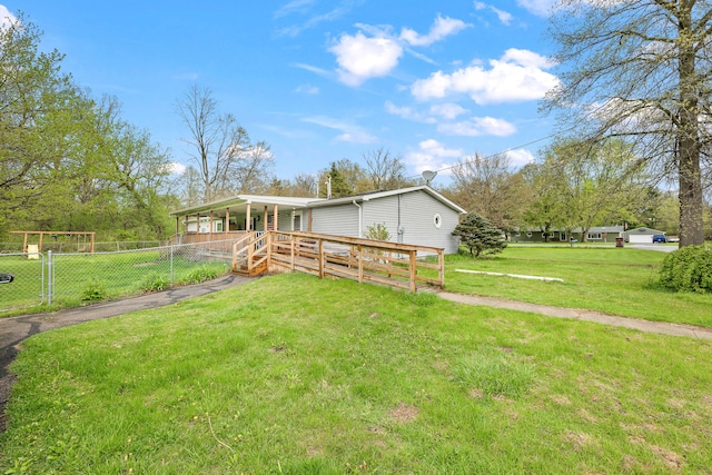 19074 Sumpter Rd, Belleville, MI 48111 - view of front of home with fence, covered porch, and a front yard