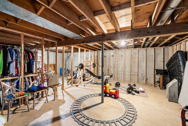 view of unfinished basement