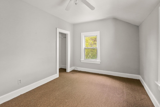 unfurnished bedroom featuring baseboards, carpet, and ceiling fan