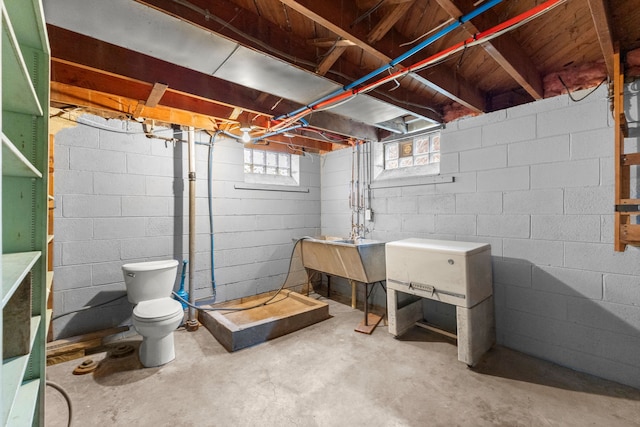 basement with a sink