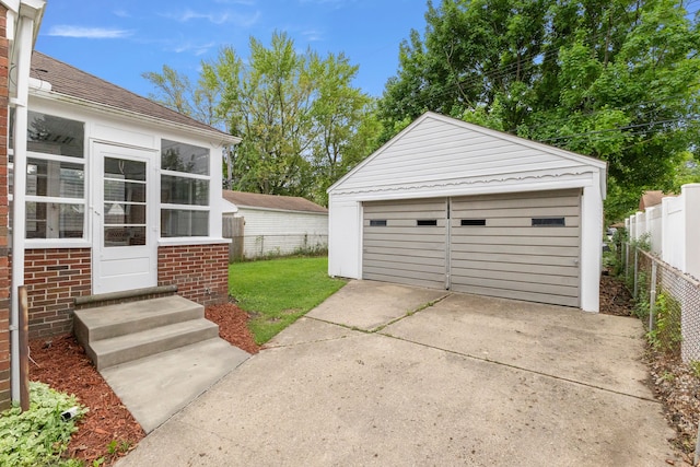 view of detached garage