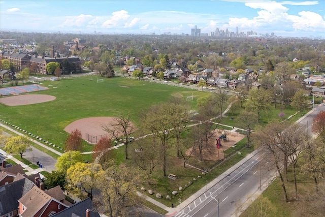 aerial view featuring a view of city and a residential view