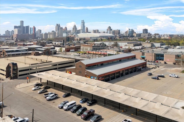 drone / aerial view with a view of city