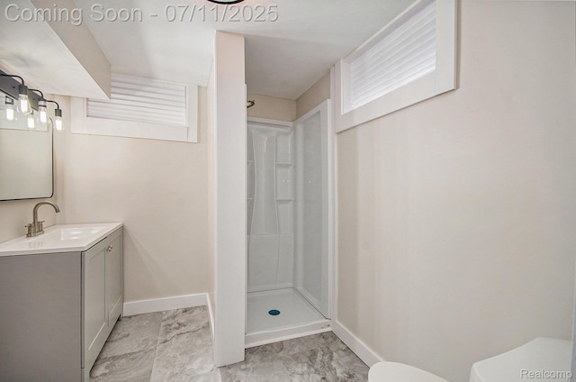 1082 Genella St, Waterford, MI 48328 - full bathroom with marble finish floors, walk in shower, and vanity
