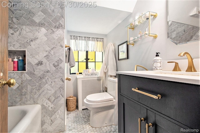 1301 Bishop Rd, Grosse Pointe Park, MI 48230 - full bath featuring toilet, vanity, and tile patterned floors