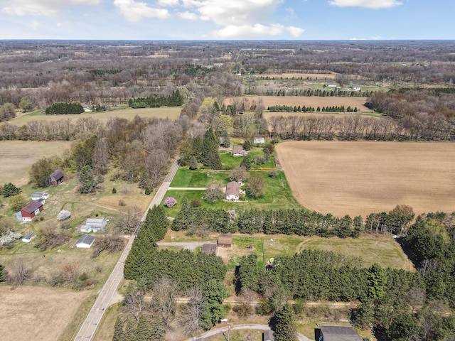 aerial view featuring a rural view